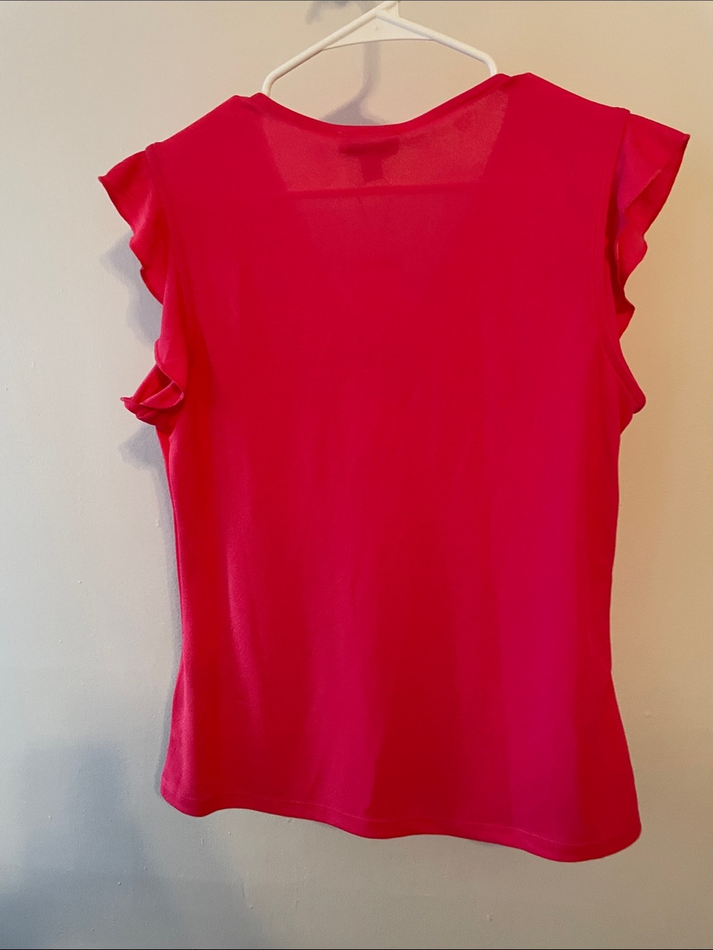 Calvin Klein Women's Hot Pink V-Neck Flutter Sleeve Tank - Picture 3 of 3